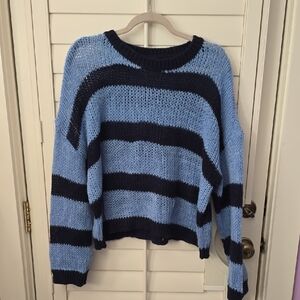 Noisy may Blue and Black Striped Sweater